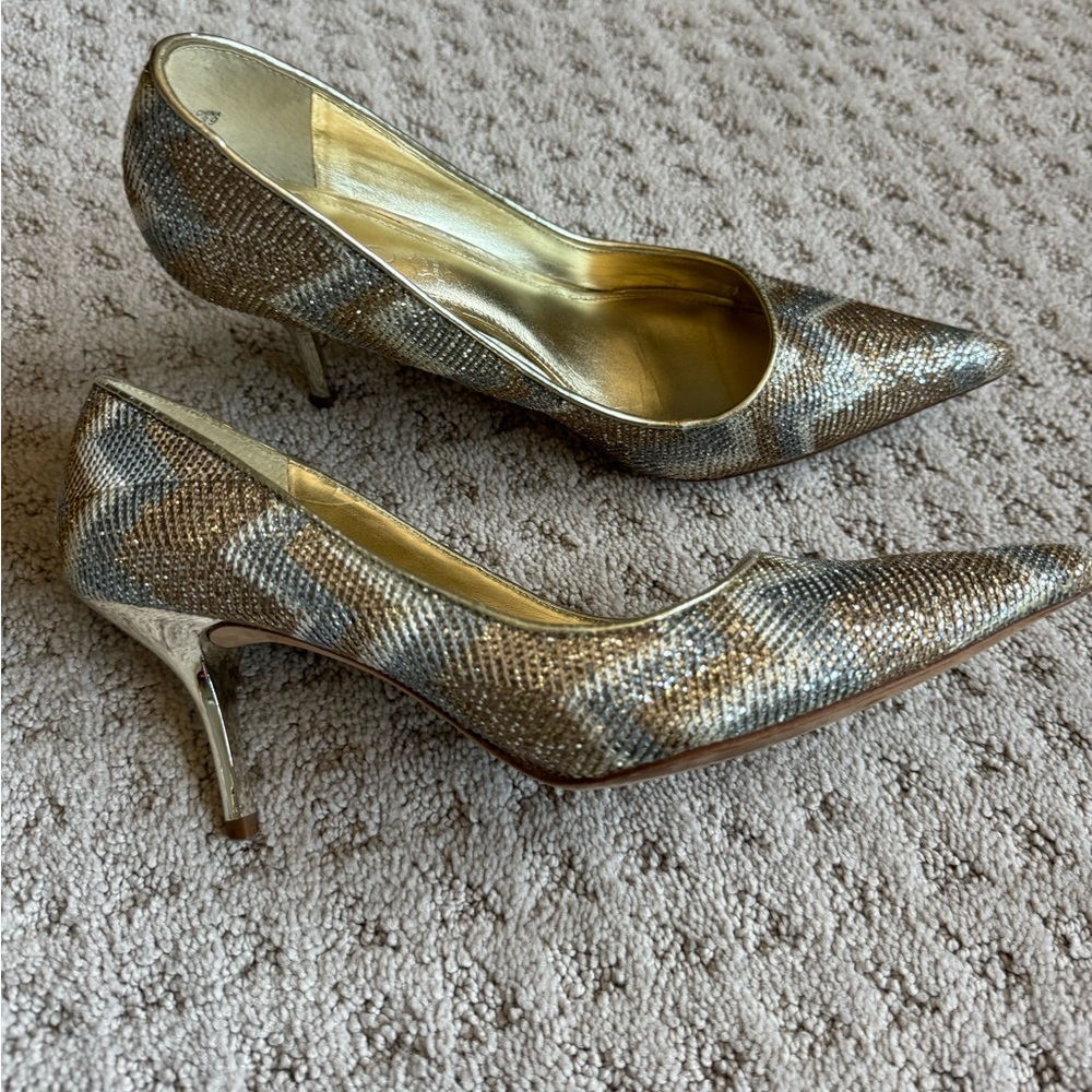 Aldo Heels Tri Color (good, silver, white)